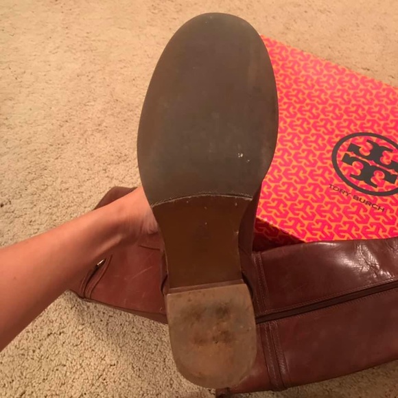 Tory Burch Riding Boots Size 8 Cognac Leather - Picture 5 of 8